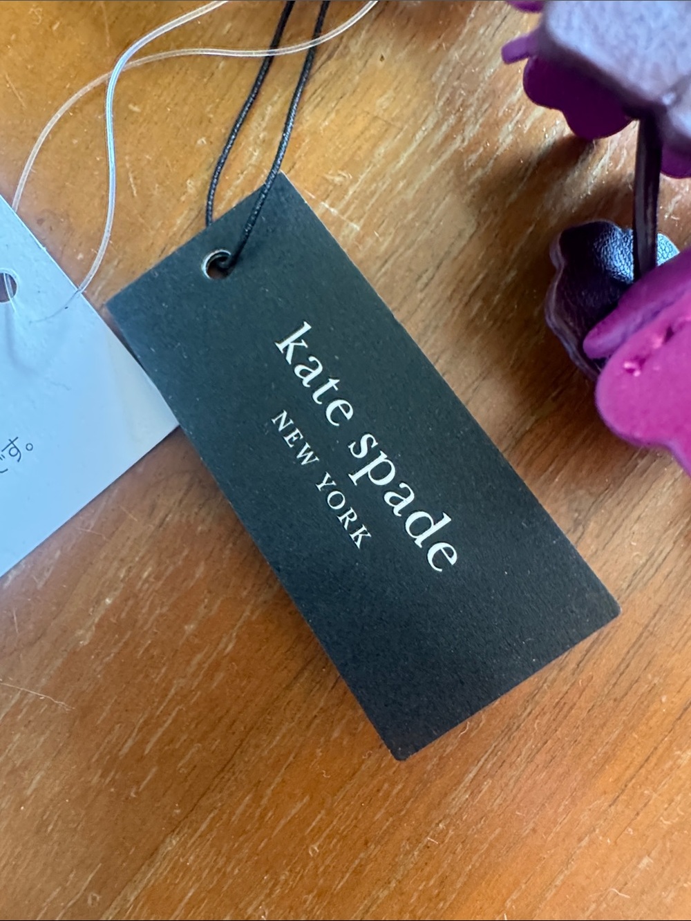 kate spade Magenta Floral Leather Key & Card Holder Charm - Picture 3 of 5